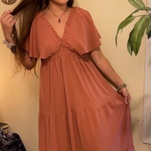 Simplee Pink/Peach Maxi Dress - MEDIUM